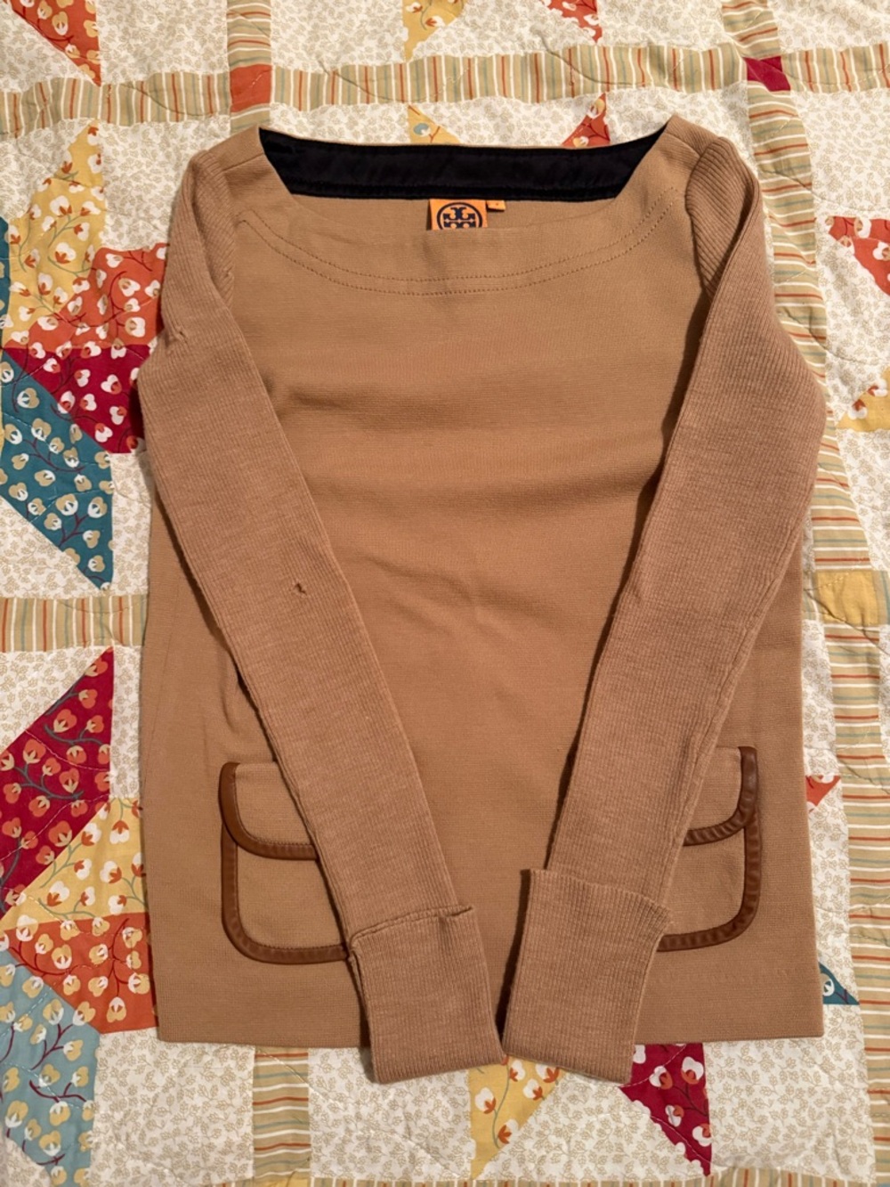 Tory Burch Camel Crewneck Knit Top